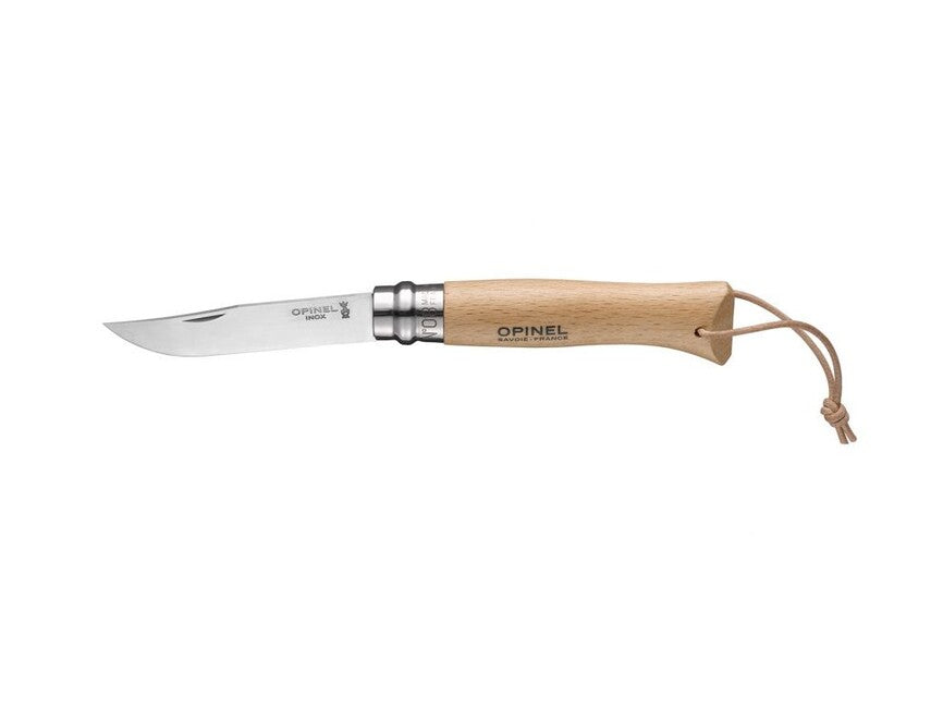 Opinel Folding Knife with Leather Lanyard VRI N°08, Brown