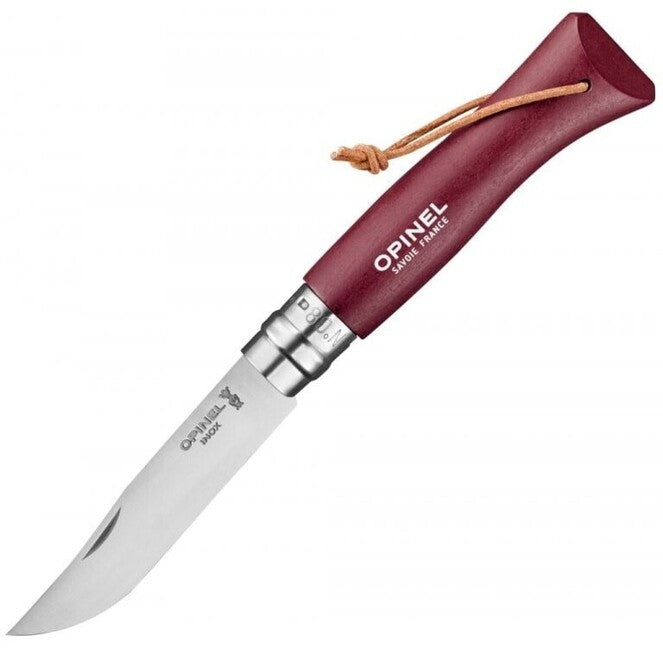 Opinel VRI N°08 Trekking Folding Knife, Burgundy