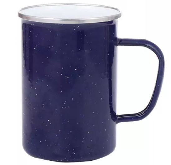 Origin Outdoors Enamel Mug 550ml, Navy Blue, Long Handle