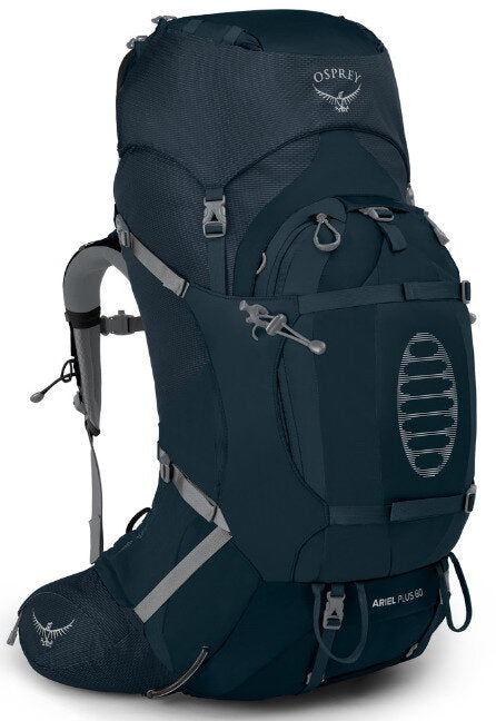 Osprey Ariel Plus 60 Hiking Backpack, Night Jungle Blue