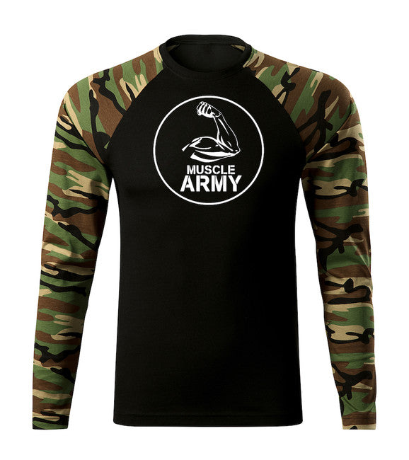 DRAGOWA Fit-T Long Sleeve T-Shirt Army Biceps Muscle