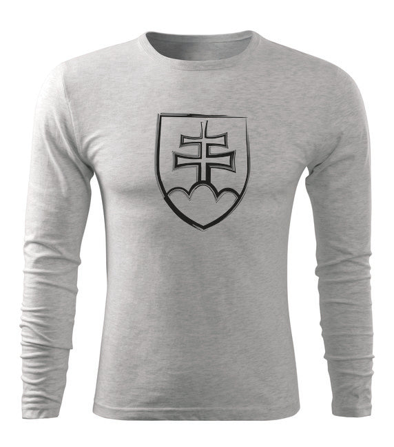 DRAGOWA Fit-T Long Sleeve T-Shirt 160 g/m², Slovak Emblem, Grey