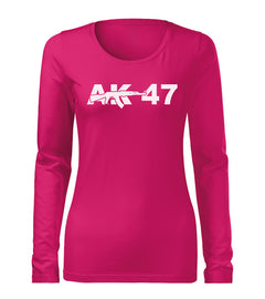 DRAGOWA Slim γυναικείο μακρυμάνικο μπλουζάκι AK-47 160 g/m², ροζ