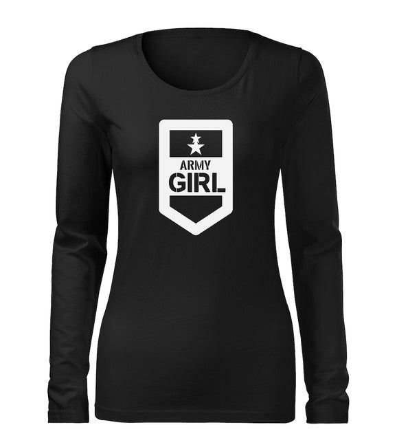 DRAGOWA Slim Women's Long Sleeve T-shirt Army Girl