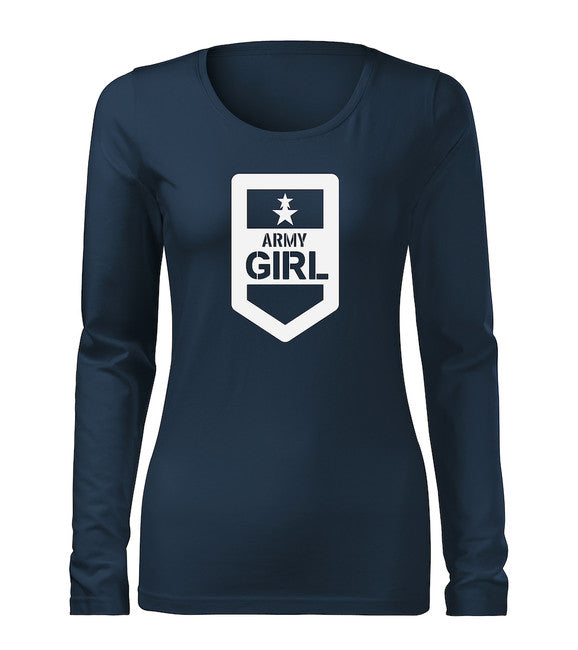 DRAGOWA Slim Women's Long Sleeve T-Shirt Army Girl