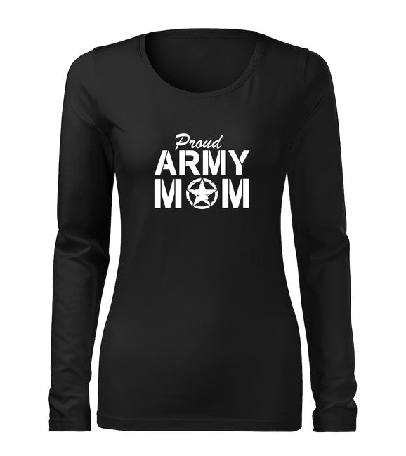 DRAGOWA Slim Women's Long Sleeve T-Shirt Army Mom