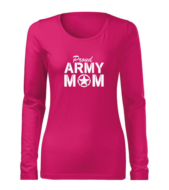 DRAGOWA Slim Women's Long Sleeve T-Shirt Army Mom