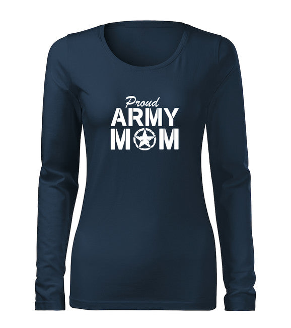 DRAGOWA Slim Women's Long Sleeve T-Shirt Army Mom