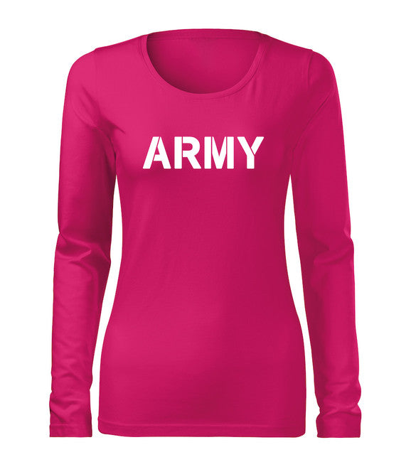 DRAGOWA Slim Women's Long Sleeve T-Shirt, Army