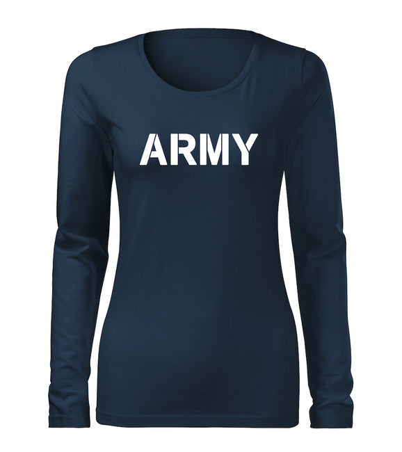 DRAGOWA Slim Women's Long Sleeve T-Shirt, Army Green