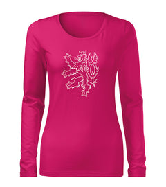 DRAGOWA Slim women's long-sleeve t-shirt Czech lion 160 g/m², pink