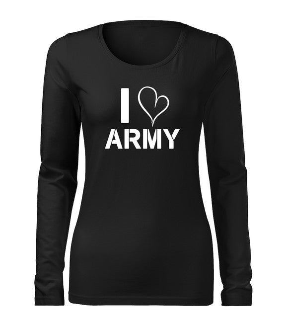 DRAGOWA Slim Women's Long Sleeve T-Shirt I Love Army
