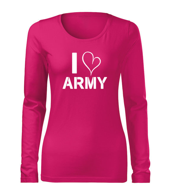 DRAGOWA Slim Women's Long Sleeve T-Shirt I Love Army
