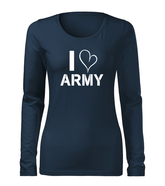 DRAGOWA Slim Women's Long Sleeve T-Shirt I Love Army