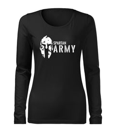 DRAGOWA Slim women's long-sleeve t-shirt Spartan army 160 g/m², black