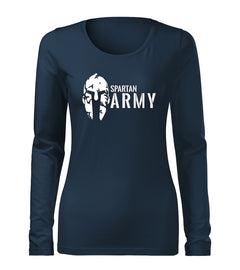 DRAGOWA Slim women's long-sleeve t-shirt Spartan army 160 g/m², navy blue