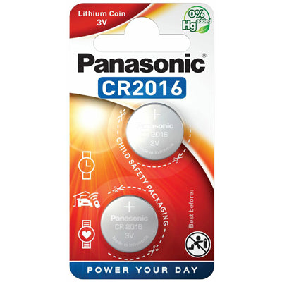 Panasonic CR 2016 Lithium Button Cell Battery 2 Pack