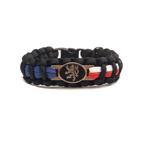 Cordell Paracord Bracelet Czech Lion 1.9cm Width, Black