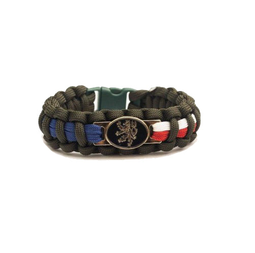 Cordell Czech Lion Paracord Bracelet, Olive, Clip Closure, 1.9cm Width