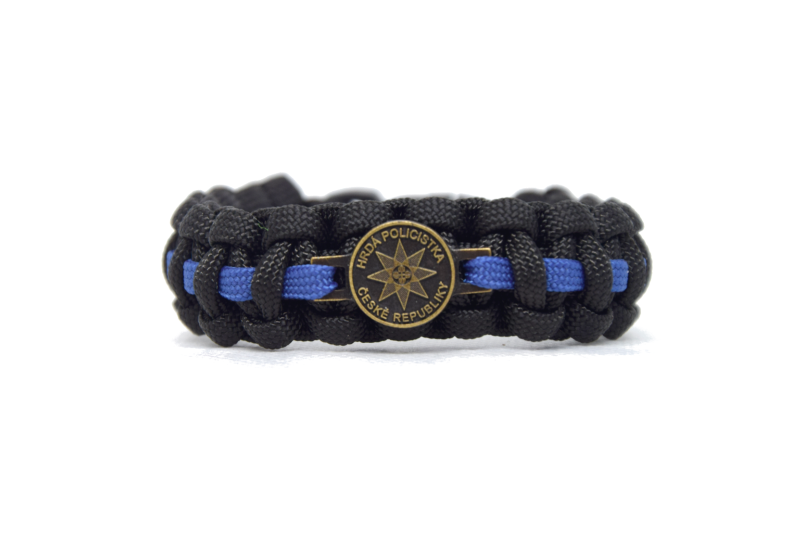 Cordell Paracord Bracelet Proud Policewoman 1.9cm Width, Navy Blue-Black