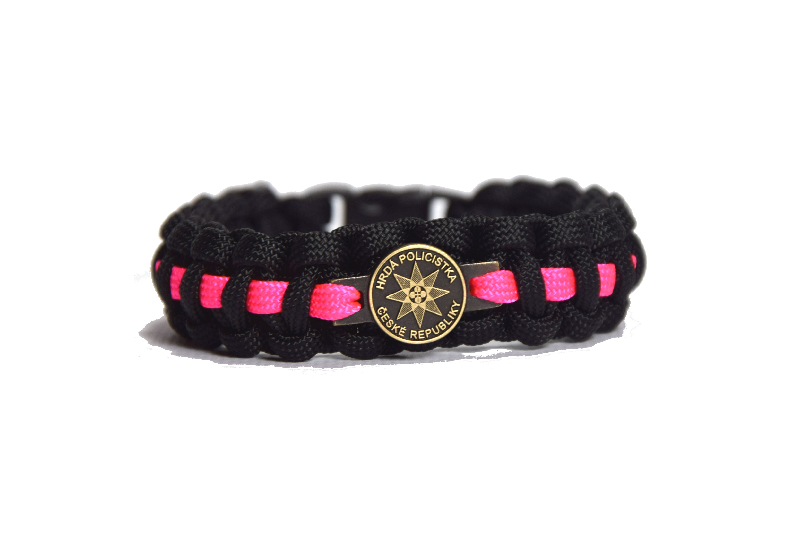 Cordell Paracord Bracelet "Proud Policewoman" 1.9cm Width, Pink-Black