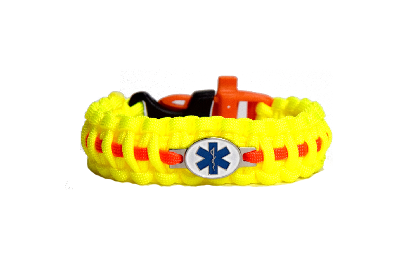 Cordell Paracord Bracelet Proud Rescuer 2.4cm Width, Yellow