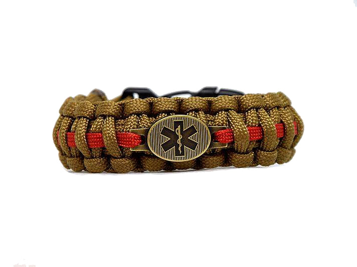 Cordell Paracord Bracelet Military Medic 2.4cm Width, Coyote, Clip Fastening