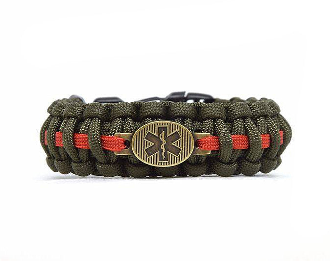 Cordell Paracord Bracelet Military Medic 2.4cm Width, Olive, Clip Fastening