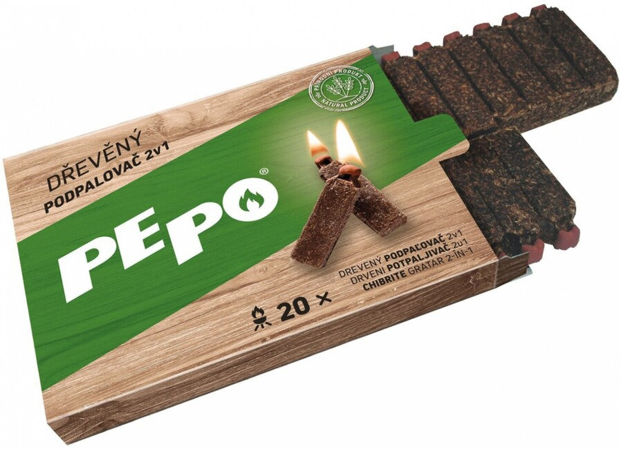 PE-PO podpaľovač Drevený 2v1 20 podpaľovačov FSC