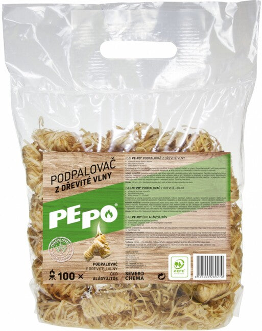 PE-PO podpaľovač z drevenej vlny 100 ks PEFC