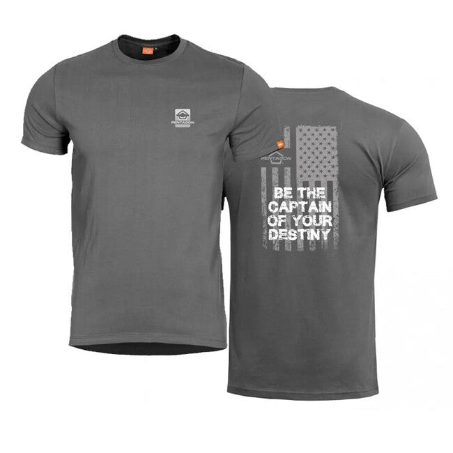 Pentagon American Flag T-Shirt, Grey
