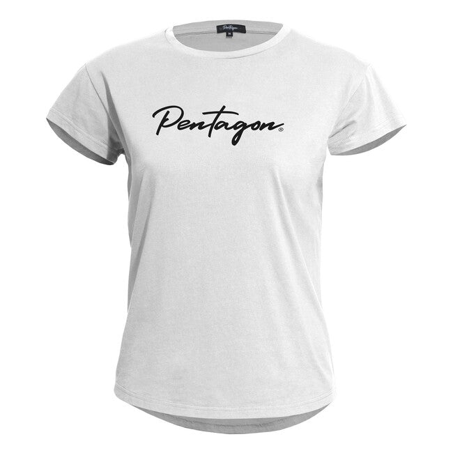 Pentagon Whisper Calligraphy Women's T-Shirt, White