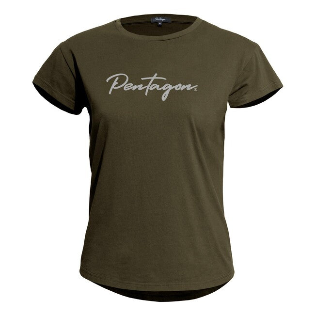 Pentagon Whisper Calligraphy Women's T-Shirt, RAL7013