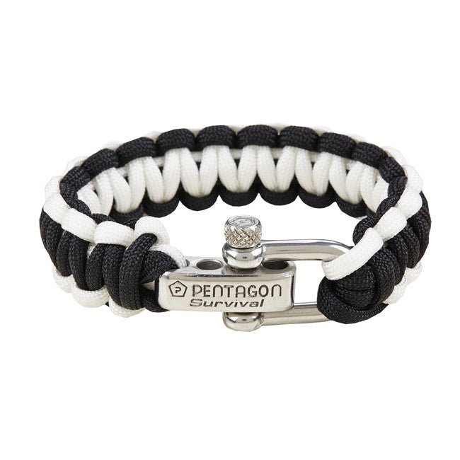 Pentagon Paracord Bracelet, Black White
