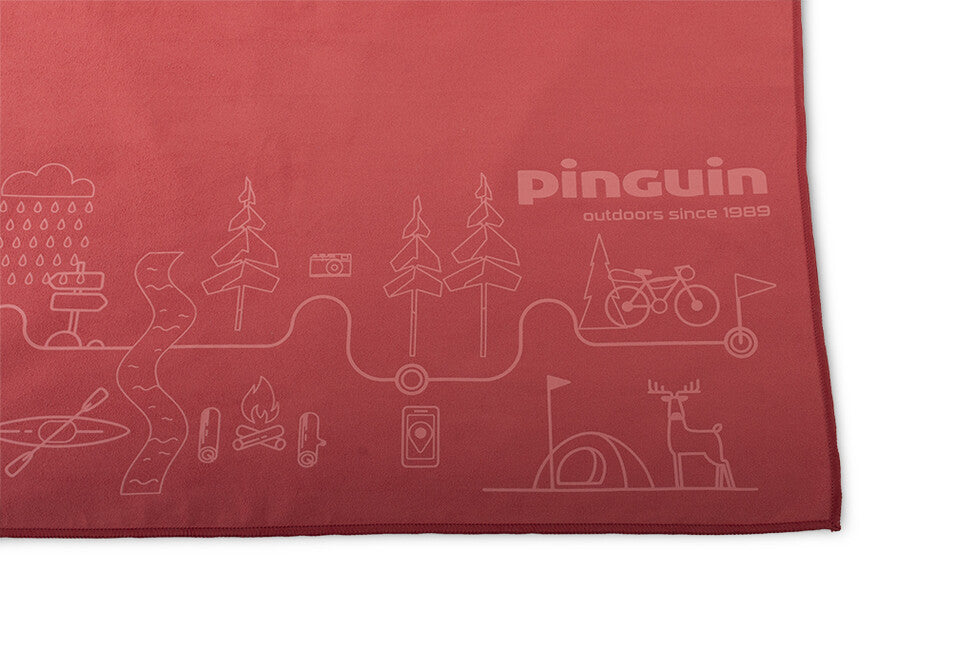 Pinguin Micro Towel Map 75 x 150 cm, Red