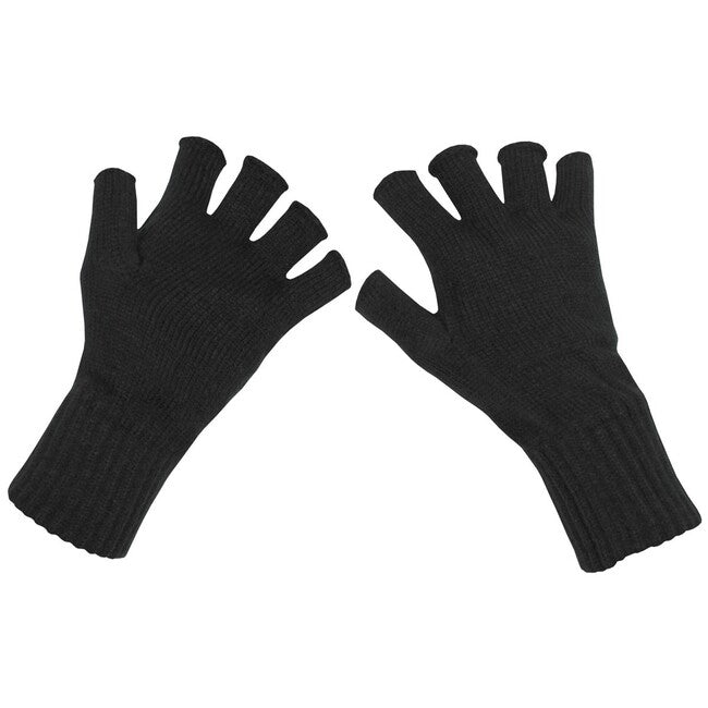 MFH Knitted Fingerless Gloves, Black