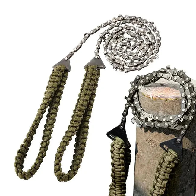 DRAGOWA Tactical Pocket Chain Saw with Paracord Handle Wander, Green