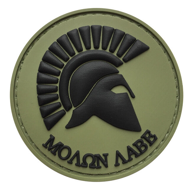 WARAGOD Molon Labe Round PVC Patch, Olive Drab and Black