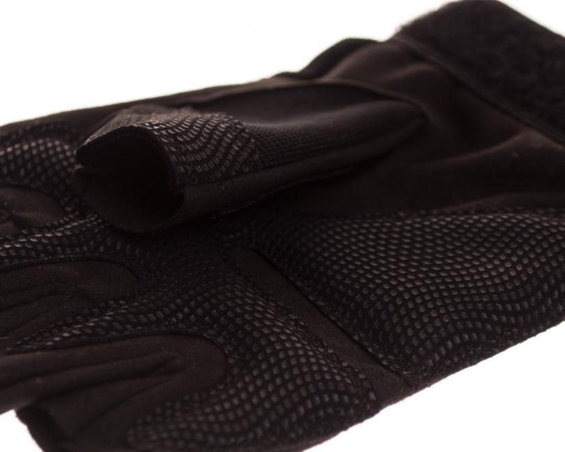O&T Leather Protective Fingerless Gloves, Black