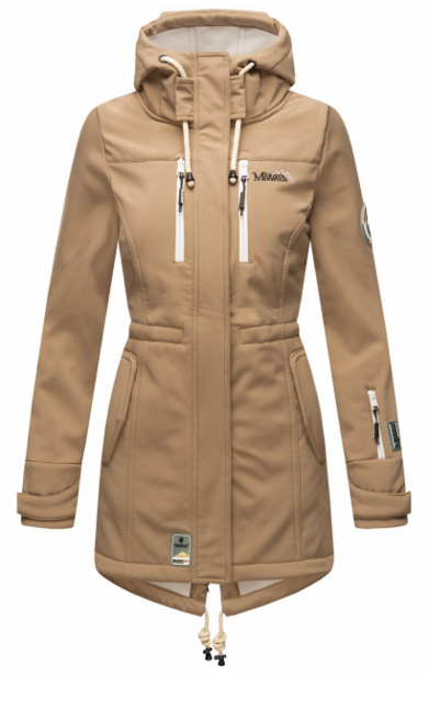 Marikoo ZIMTZICKE ženska zimska softshell jakna s kapuco, Taupe grey