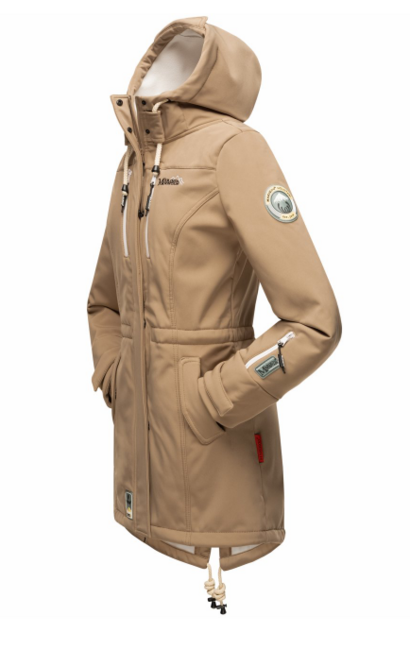 Marikoo ZIMTZICKE ženska zimska softshell jakna s kapuco, Taupe grey