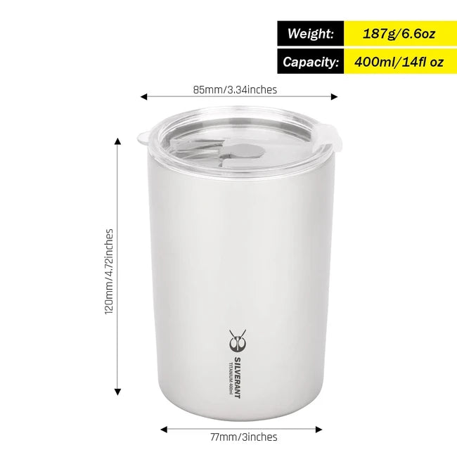 Silverant Dvojstenný titánový hrnček so slamkou 400 ml