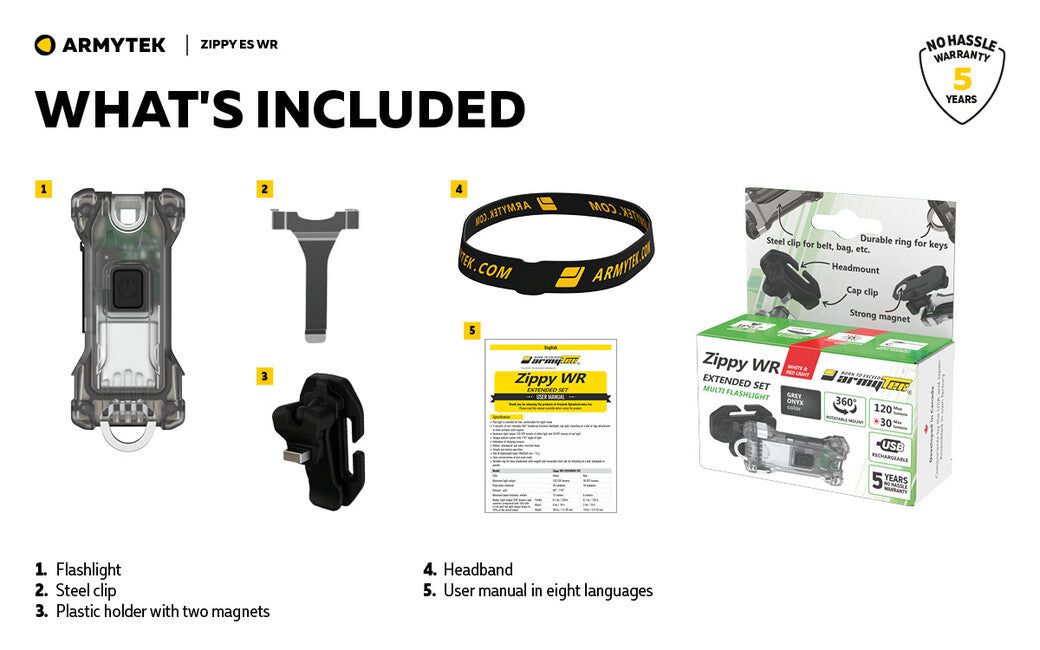 ArmyTek Zippy WR ES Portable Light Set, Grey