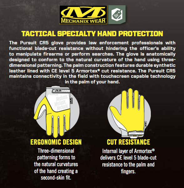 Mechanix Wear Pursuit D-5 Cut Resistant Gloves, Black