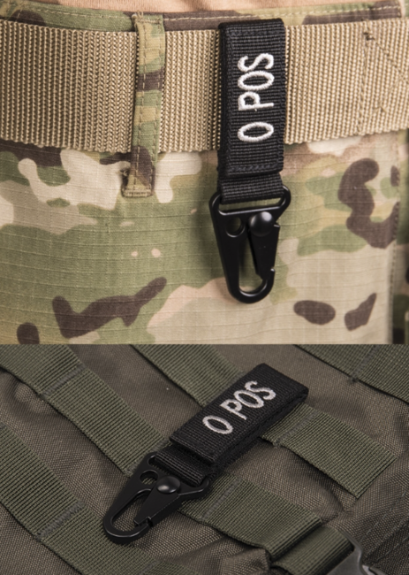 WARAGOD Blood Type Patch 0+ Positive Carabiner, Black