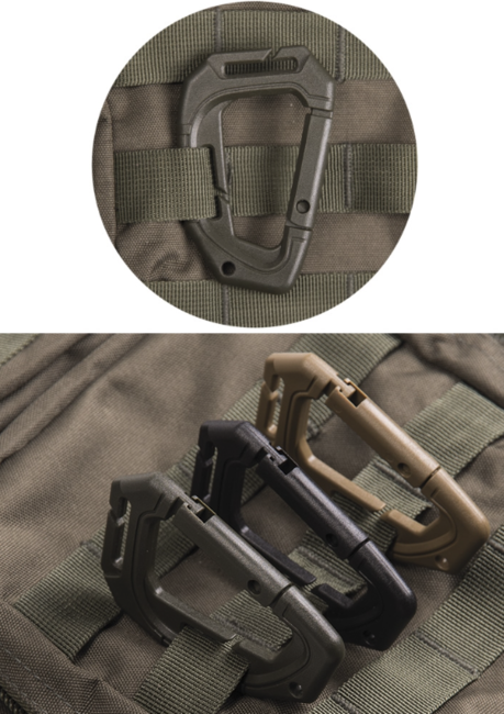 Mil-Tec Tactical MOLLE Plastic Carabiner, Olive 2pcs