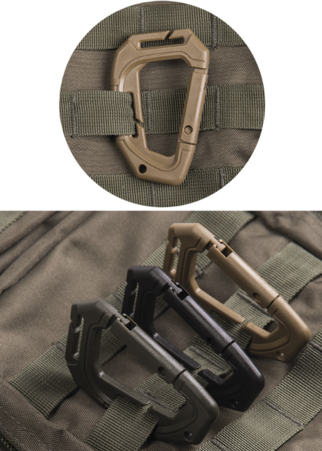 Mil-Tec Tactical MOLLE Plastic Carabiner, Coyote 2pcs