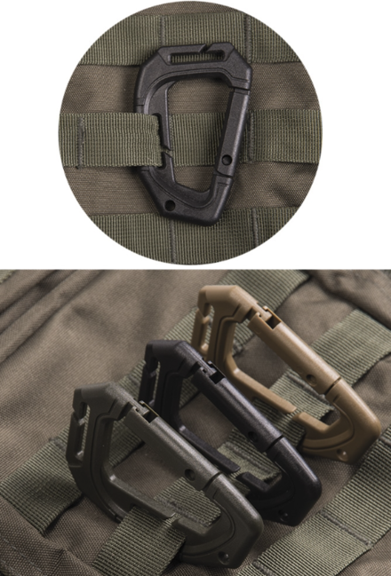 Mil-Tec Tactical MOLLE Plastic Carabiner, Black 2pcs