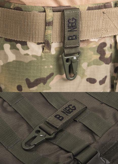 WARAGOD Blood Type B- Negative Carabiner, Olive