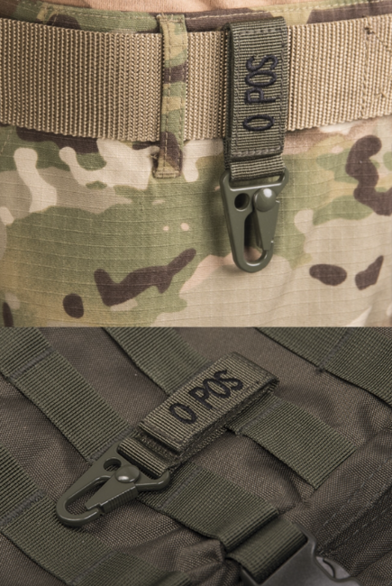 WARAGOD Blood Type 0+ Positive Patch Carabiner, Olive